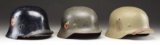 3 WWII GERMAN HELMETS.