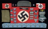 WWII GERMAN ARMBANDS, OVERSEAS CAP, FLAG, POLICE
