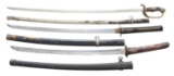 2 JAPANESE KATANA & 1 ARMY DRESS SWORD.