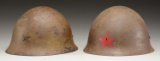 2 WWII ERA JAPANESE ARMY HELMETS.