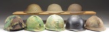 8 WWI & WWII ALLIED HELMETS.