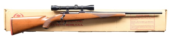 RUGER M77R BOLT ACTION RIFLE WITH MATCHING BOX.