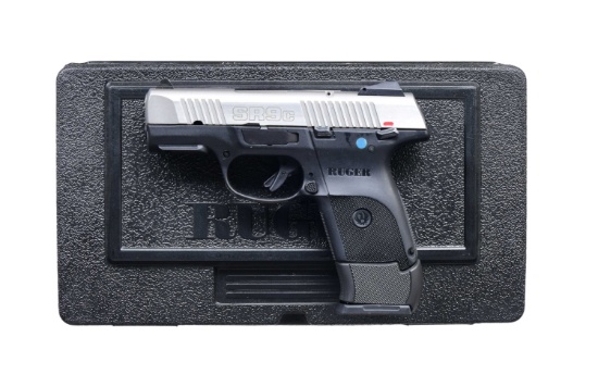 RUGER SR9C SEMI AUTO PISTOL WITH FACTORY CASE.