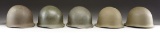 5 US M1 HELMETS.
