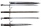 GROUP OF 4 VINTAGE AND ANTIQUE MILITARY BAYONETS.