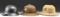 2 WWII GERMAN PITH HELMETS & 1 LUFTSCHUTZ HELMET
