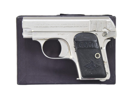 COLT 1908 VEST POCKET NICKEL FINISHED PISTOL.