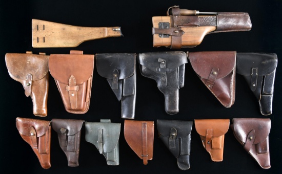 LOT OF ASSORTED EUROPEAN MILITARY HOLSTERS.