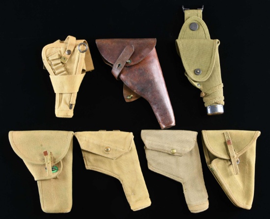 LOT OF 7 BRITISH & COMMONWEALTH HOLSTERS.