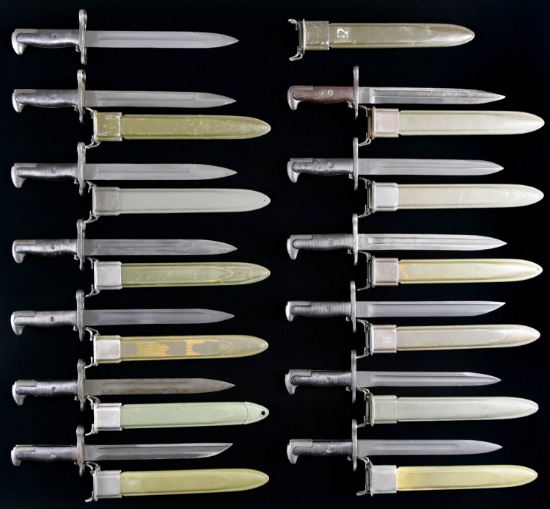 GROUPING OF 9 US MODEL 1905 E1 AND 4 M1 BAYONETS