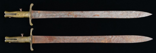 2 BRITISH PATTERN 1837 BRUNSWICK RIFLE BAYONETS.