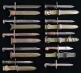 10 PREDOMINENTLY US VINTAGE MILITARY BAYONETS.