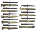 GROUP OF 9 US M4 BAYONETS WITH M8A1 SCABBARDS FOR