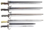 INTERESTING GROUP OF 5 FRENCH MILITARY BAYONETS.