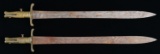 2 BRITISH PATTERN 1837 BRUNSWICK RIFLE BAYONETS.