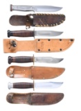 4 WWII ERA US FIGHTING AND SURVIVAL KNIVES.