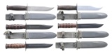 5 MARK 2 TYPE US NAVY FIGHTING KNIVES INCLUDING 2