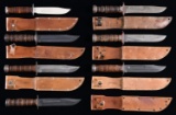 7 US FIGHTING & UTILITY KNIVES WITH LEATHER
