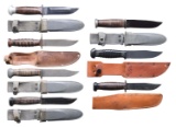 7 US WWII ERA MARK 1 NAVY UTILITY/FIGHTING KNIVES.