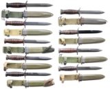 GROUP OF 9 US WW2 M3 TRENCH KNIVES.