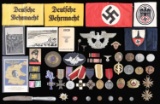 WWII GERMAN MEDALS, BADGES, PINS, ARMBANDS, & MORE