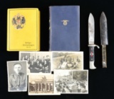 WWI GERMAN BOOK, PHOTO ALBUM, AND HJ KNIFE.