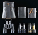 3 PAIRS OF WWI OR WWII BINOCULARS.