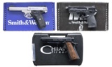 THREE SEMI-AUTOMATIC PISTOLS.