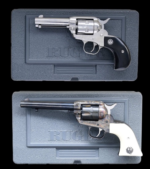 2 RUGER NEW MODEL SINGLE-SIX SA REVOLVERS WITH