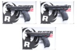 THREE RUGER SR22 SEMI-AUTO PISTOLS.