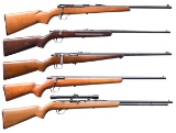 LOT OF FIVE RIMFIRE RIFLES.
