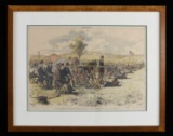 QUALITY FRAMED HARPERS WEEKLY COLORED WOOD BLOCK