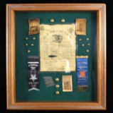 CIVIL WAR & GAR SHADOW BOX FRAME WITH MEMENTOS.