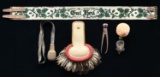 A POST CIVIL WAR EPAULETTE, PRE-WAR POM-POM, SWORD