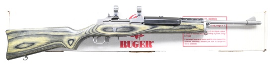 RUGER STAINLESS MINI-14 SEMI-AUTO RANCH RIFLE.
