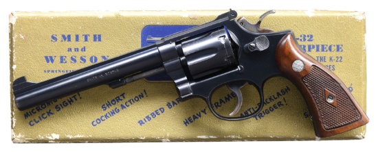 SMITH & WESSON K32 MASTERPIECE REVOLVER W/ BOX.