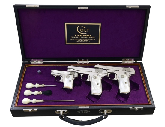 VERY NICE CUSTOM CASED SET OF THREE NICKEL PLATED