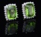 PAIR OF 14K WHITE GOLD PERIDOT & DIAMOND EARRINGS.