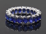 LOVELY 14K WHITE GOLD SAPPHIRE RING.