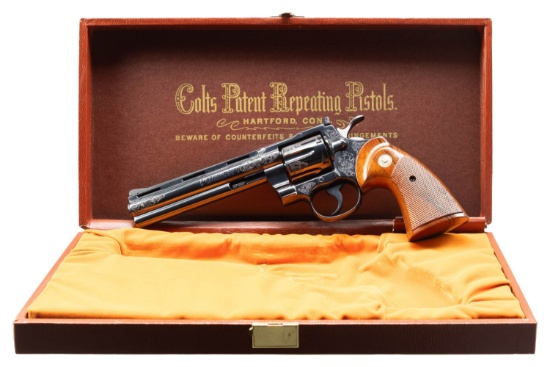 EXCEPTIONAL CASED FACTORY "B ENGRAVED COLT PYTHON