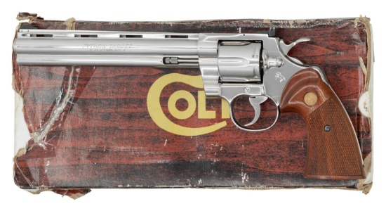RARE NICKEL COLT PYTHON TARGET DA REVOLVER WITH