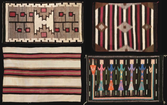 FOUR NAVAHO & SOUTHWEST STYLE WEAVINGS.
