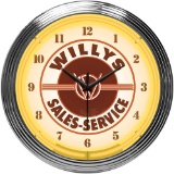 Willys Sales Service Neon Clock