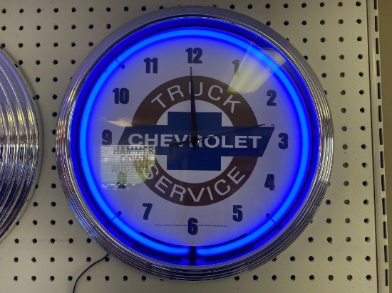 CHEVROLET TRUCK SERVICE NEON CLOCK