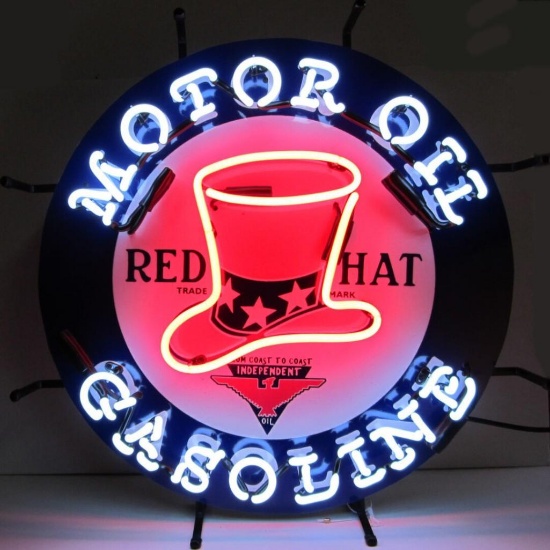 RED HAT MOTOR OIL/GASOLINE NEON SIGN