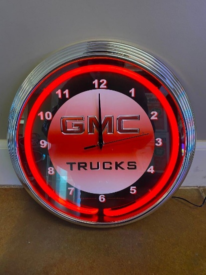 GMC TRUCKS NEON CLOCK