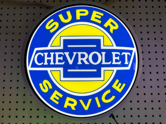 CHEVROLET SUPER SERVICE LIGHTED SIGN