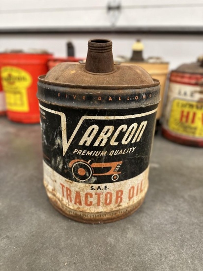 VARCON TRACTOR OIL 5 GALLON OIL CAN *SELLING NO RESERVE*