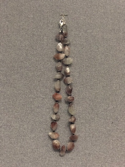 Silver Agate and Garnet Necklace