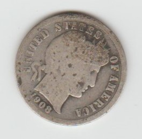 1908 SILVER BARBER DIME